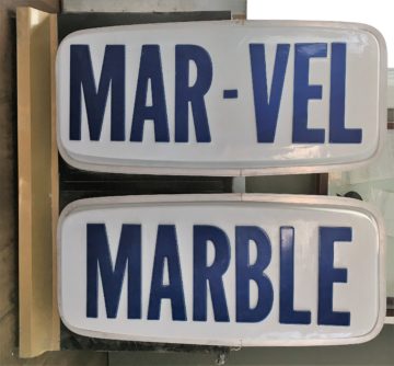 The newly acquired Mar-Vel Marble Sign