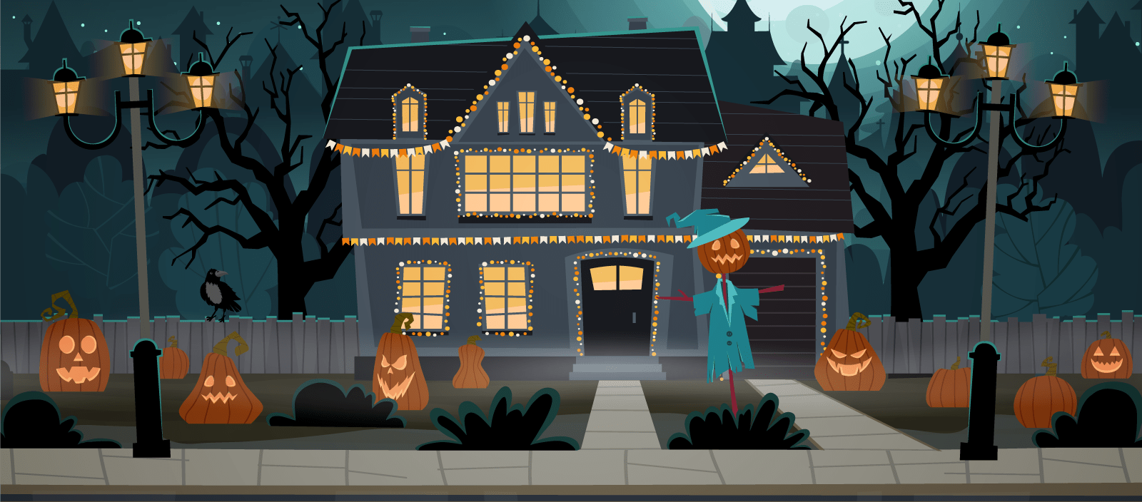 Scarecrow Festival Haunted House Illustration